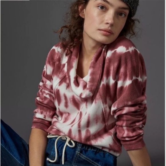 Anthropologie Tops - Anthropologie Pilcro Tie Dye Waffle Knit Cowl Neck Top - Small